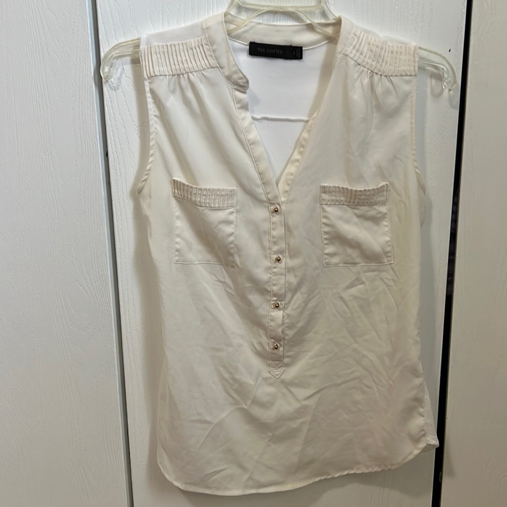 The Limited S Small Business casual partial button front tank top